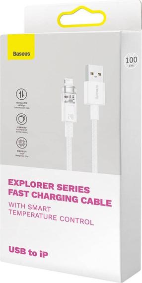 Laidas Baseus Explorer CATS010102, Lightning/USB Type A, 200 cm, balta sp., 12 W