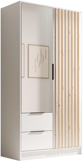 Шкаф ADRK Neri 100, белый цв./коричневатый цв., 100 см x 51 см x 200 см, с зеркалом
