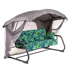 Lauko sūpynės Patio Ravenna Lux Black Edition, žalia sp./pilka sp., 209 cm x 132 cm x 171 cm