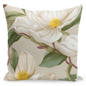 Dekoratyvinės pagalvėlės užvalkalas Mariall Magnolia, balta sp./geltona sp./kreminė sp., 40 cm x 40 cm