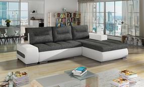Kampinė sofa Ottavio Sawana 05, Soft 17, balta sp./pilka sp., dešininė, 180 x 275 cm x 85 cm