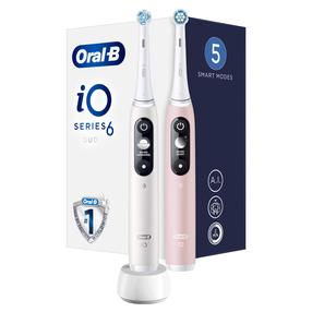 Elektrinis dantų šepetėlis Oral-B iO Series 6 Duo Pack, balta sp./rožinė sp.