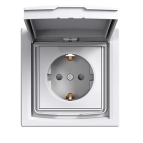 Kištukinis lizdas Schneider Electric Asfora EPH3100321, su įžeminimu, IP44, balta sp.