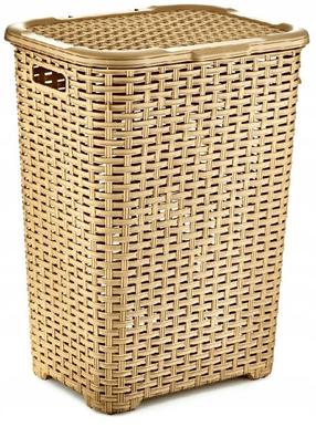 Skalbinių dėžė Katex Rattan, 45 l, smėlio sp., 40 cm x 31.6 cm x 55 cm