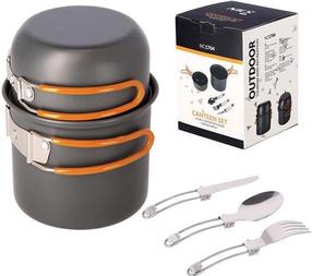 Набор туристической посуды Nils Camp Canteen Set, алюминий/нержавеющая сталь, 12.2 см, 0.8 л, oранжевый цв./серый цв., 5 шт.