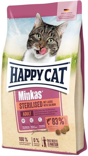 Kuiv kassitoit Happy Cat Sterilised With Salmon, linnuliha, 0.5 kg