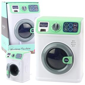 Rotaļu sadzīves tehnika, veļas mašīna Lean Toys Mini Kitchen Series, balta krās./zaļa krās.