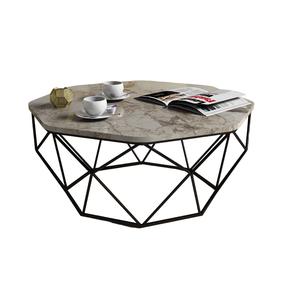 Kavos staliukas Kalune Design Diamond, juoda sp./ruda sp./smėlio sp., 90 cm x 90 cm x 38 cm