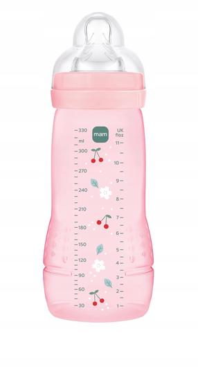 Bērnu pudelīte Mam Easy Active, 330 ml, 4 mēn., rozā krās.