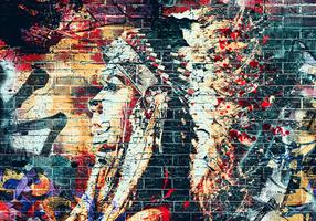 Fototapeet Artgeist Street Art - Colourful Graffiti With Profile Of A Woman On A Brick Background, 210 cm x 300 cm