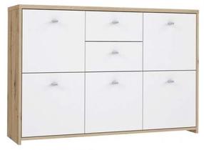 Komoda Forte Best Chest SQNK233-C804, ąžuolo sp./balta sp., 77.3 cm x 113.9 cm x 29.6 cm