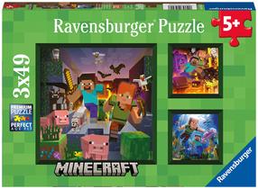 Puzle 3in1 Ravensburger Minecraft 056217, 21 cm x 21 cm, 147 gab., daudzkrāsaina