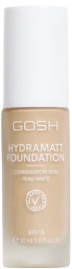 Šķidrā grima bāze Gosh Hydramatt, SPF 15, light krās., 004y, 30 ml