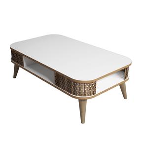 Kavos staliukas Kalune Design Eylul, ruda sp./balta sp., 60 cm x 105 cm x 34.6 cm