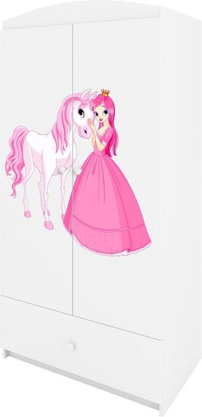 Vaikiška spinta Kocot Kids Babydreams Princess & Horse, balta sp., 90 cm x 52 cm x 175.5 cm