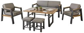 Lauko baldų komplektas Kalune Design Leo, pilka sp., 7 vietų
