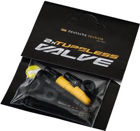 Vožtuvas Continental Tubeless Valve 0140090, plastikas/metalas, juoda sp./geltona sp., 2 vnt.
