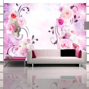 Fototapeet Artgeist Rose Variations - Bouquet Of Flowers On A Solid Background With A Sparkle Effect LNEW010657, 140 cm x 200 cm