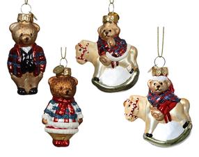 Eglītes rotājums Bear, (krāsa/dizains tiek izvēlēts nejauši), 7.5 cm, stikls