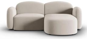 Kampinė sofa Micadoni Home Blair Velvet, smėlio sp., dešininė, 194 x 155 cm x 80 cm
