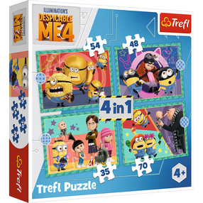 Dėlionė 4in1 Trefl Minions, 28.5 cm x 20.5 cm, 207 vnt., įvairių spalvų