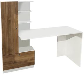 Rakstāmgalds ar skapi Kalune Design Domingos 756FRN3808, 149.5 cm x 61.8 cm, 120 cm, balts krās./valriekstu krās.