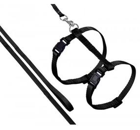 Kačių petnešos su pavadėliu Karlie Art Sportiv Plus 1031203, 110 cm, juoda sp.