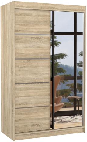 Riidekapp ADRK Nicea, sonoma tamm v., 120 cm x 58 cm x 200 cm, peegliga
