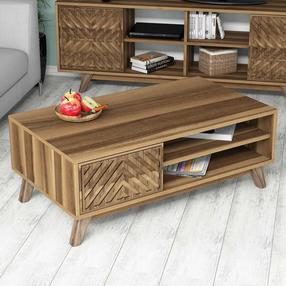 Kohvilaud Kalune Design Ynci, pähklipuu v., 105 cm x 60 cm x 38.2 cm