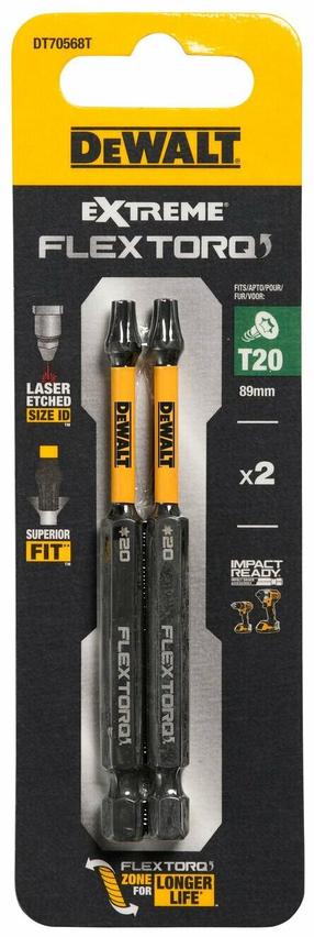 Биты для ударной отвертки Dewalt Extreme Flex Toro, T20, 89 мм