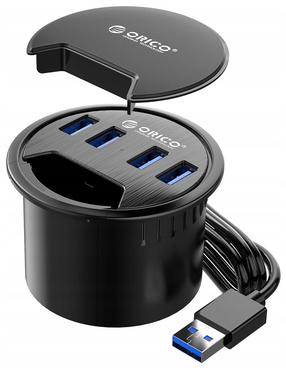 USB šakotuvas Orico DESK-4U-BK-BP USB male, 4 x USB female, juoda sp.