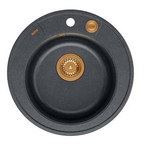 Кухонная мойка Quadron Morgan 210, гранит, 51 см x 51 см x 22 см, черный цв./серый цв./медный цв.