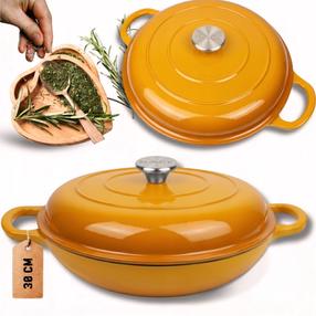 Emaliuotas ketaus puodas Hage DN30, Ø30 cm, 3 l, geltona sp.