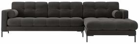 Kampinė sofa Cosmopolitan Design Bali Bluvel 18, tamsiai pilka sp., dešininė, 185 x 293 cm x 75 cm