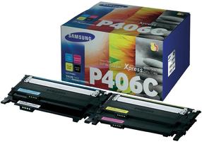 Tonera kasete Samsung CLT-P406C, zila krās./melna krās./dzeltena krās.