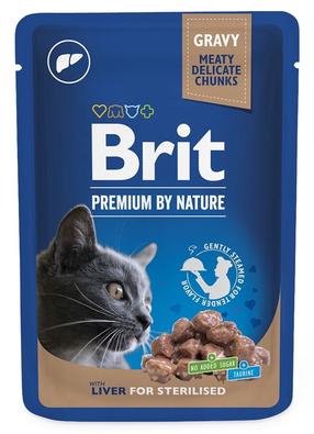 Šlapias kačių maistas Brit Premium By Nature Sterilised, kepenėlės, 0.100 kg