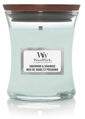 Žvakė, aromatinė WoodWick Mini Sagewood & Seagrass, 20 - 30 h, 85 g, žydra sp.