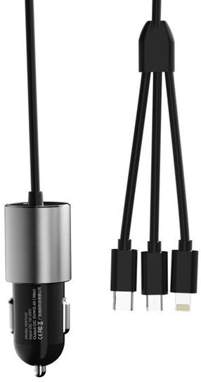 Автомобильное зарядное устройство Dudao R5ProN, Lightning/USB/USB Type-C, черный цв.