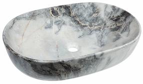 Умывальник для ванной комнаты Invena Kofru, керамика, 60 см x 42 см x 14.5 см, белый цв./черный цв./серый цв.