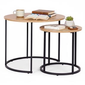 Kavos staliukų komplektas ModernHome, ruda sp./juoda sp., 40 - 60 cm x 60 cm x 41.5 - 50 cm, 2 vnt.