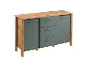 Komoda Gala Meble Indygo K2D3S, ąžuolo sp./žalia sp., 81 cm x 40 cm x 138 cm