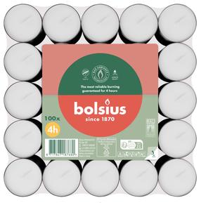 Свеча, чайная свеча/свеча-таблетка Bolsius Tealights, 4 час, 50 шт., white 100