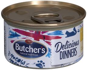 Šlapias kačių maistas Butchers Delicious Dinners, vištiena/kalakutiena, 0.085 kg