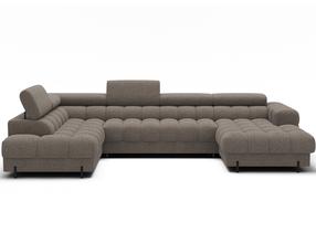 Kampinė sofa - lova Feraria Royal 20, tamsaus smėlio spalva, kairinė, 202 x 358 cm x 93 cm