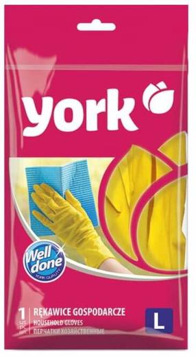 Cimdi lateksa York Rubber Gloves, pieaugušajiem, dzeltena krās., L, 2 gab.