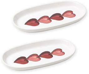 Serviravimo lėkštė Hermia LUV0019, 26 cm x 14 cm x 3 cm, balta sp./raudona sp., keramika