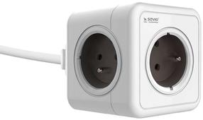 Удлинитель Elmak Powercube Savio PC-03, 3 м, 5 розеток, белый цв./серый цв.