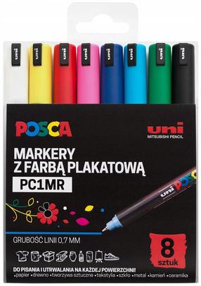 Текстовый маркер Uni Mitsubishi Posca PC-1MR, 0.7 мм, многоцветный, 8 шт.