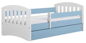 Vaikiška lova Kocot Kids Classic 1, mėlyna sp./balta sp., 80 x 180 cm, su patalynės dėže, su čiužiniu