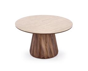 Kavos staliukas Diavola, riešuto sp./travertine sp., 80 cm x 80 cm x 47 cm